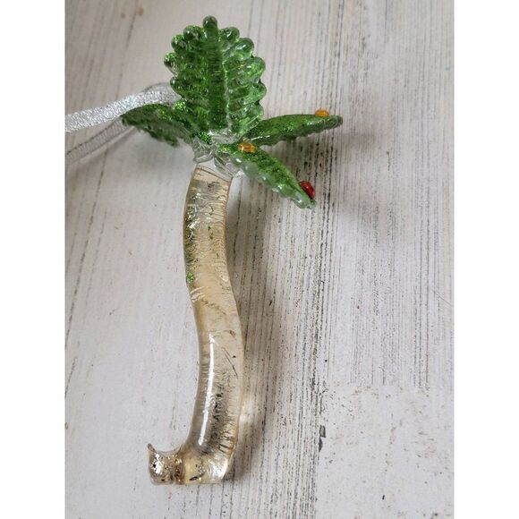 Glass Plumtree glitter AS IS ornament Xmas decor - Picture 3 of 6